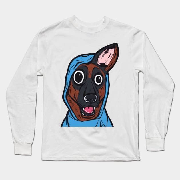 German Shepherd Blue Hoodie Long Sleeve T-Shirt by turddemon